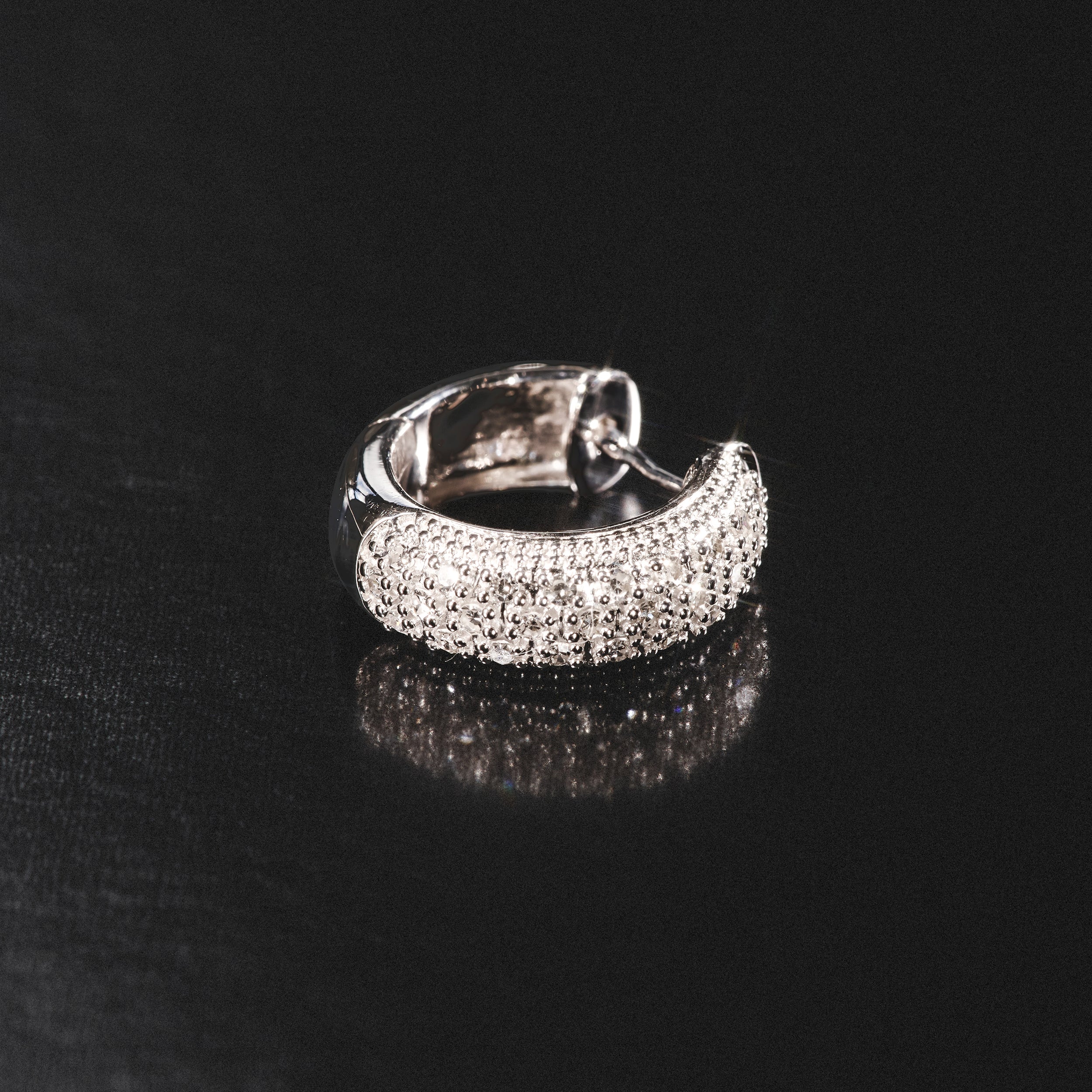 Huggie Earrings Lab Diamond Pave Set 0.33ct in 925 Silver